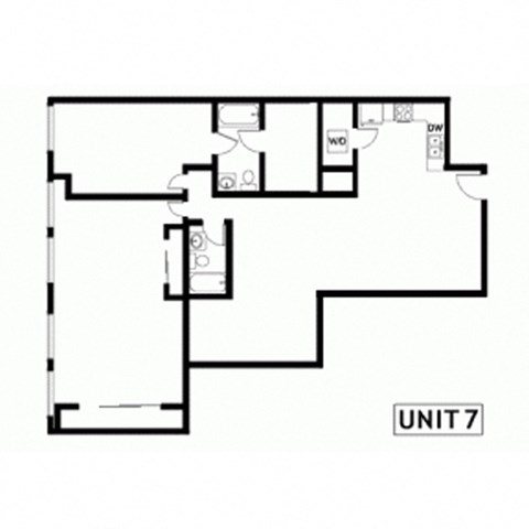 Floor plan for 2 beds, 2 baths, 1233 sqft